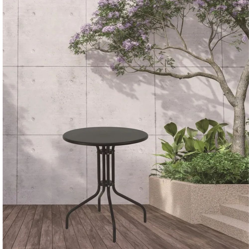 Mesa Lateral de Apoio Redonda Industrial Tolix Aço Preto 60x70cm Coisas e Coisinhas